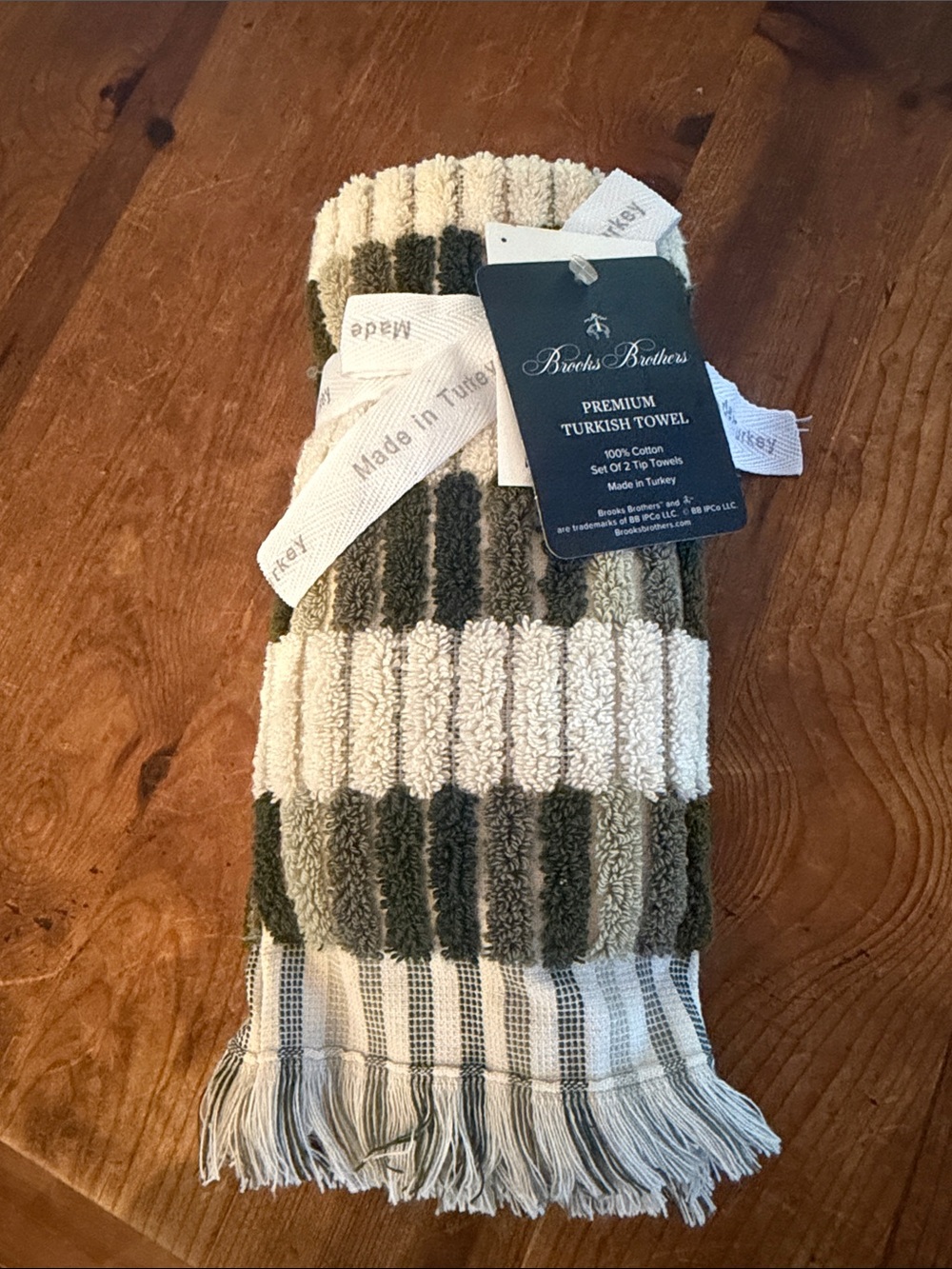 NWT Brooks Brothers Set of 2pc Premium Turkish Hand Towels 100% cotton